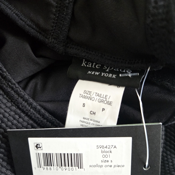 New Kate Spade Maillot Scallop Black One Piece Swimsuit Small NWT - Picture 7 of 8